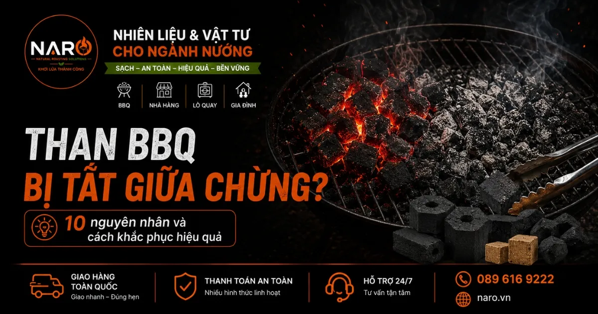 Than BBQ bị tắt giữa chừng? 10 nguyên nhân phổ biến và cách khắc phục hiệu quả
