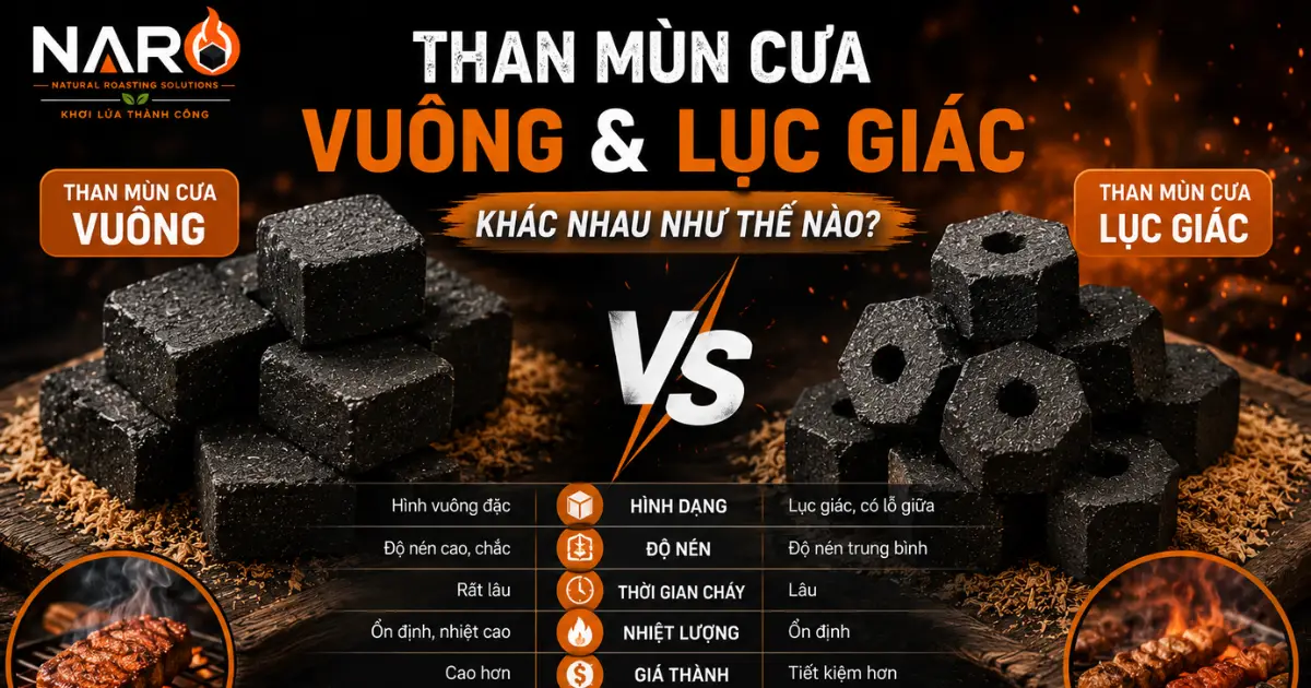Than mùn cưa vuông và lục giác khác nhau như thế nào