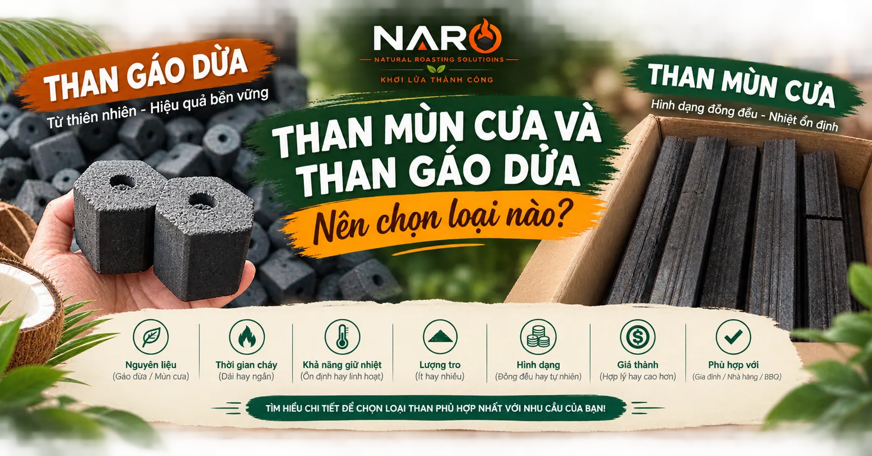 Than mùn cưa và than gáo dừa: Nên chọn loại nào?